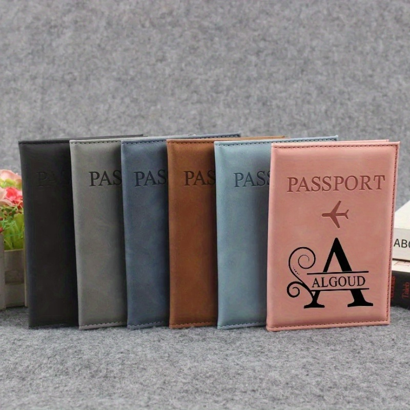 Travel Accessories Gifts For Her - Personalized Initial Synthetic Leather Passport Holder,