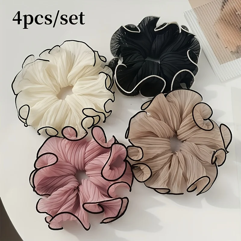 Travel Accessories Sale - 4Pcs/Set Elegant Fringed Fabric Scrunchies -