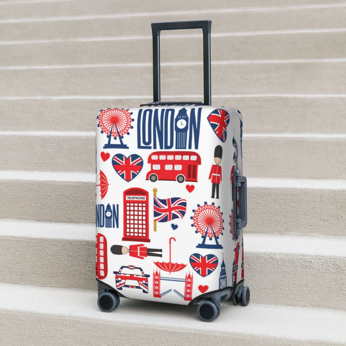 Travel Accessories London - British Style Illustration Suitcase Cover Big