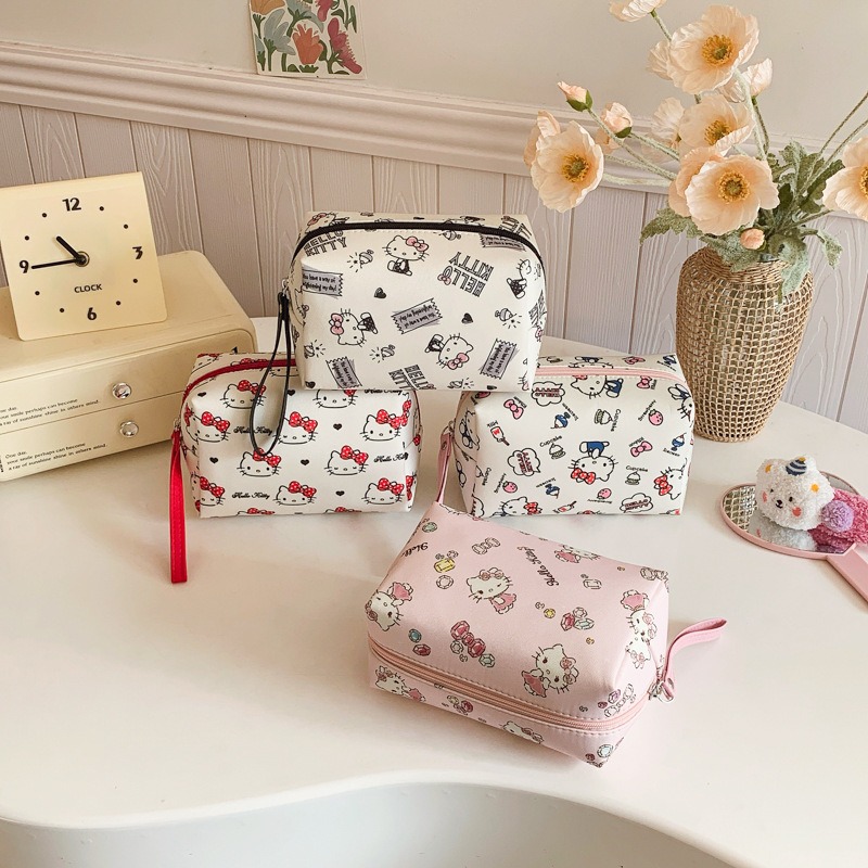 Travel Accessories Pouch For Women - Kawaii Cat Cosmetic Bag Cute Cartoon