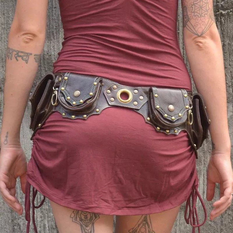 1pc Medieval Steampunk Leather - Travel Accessories Hip Belt 评论和价格