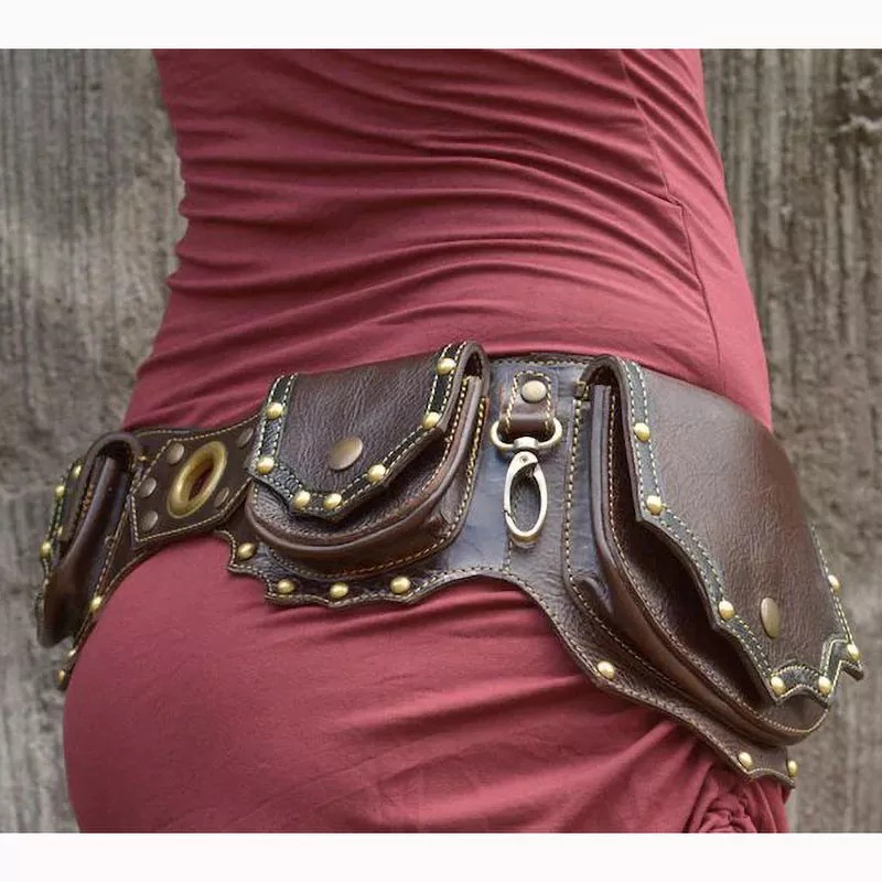 1pc Medieval Steampunk Leather - Travel Accessories Hip Belt 评论和价格
