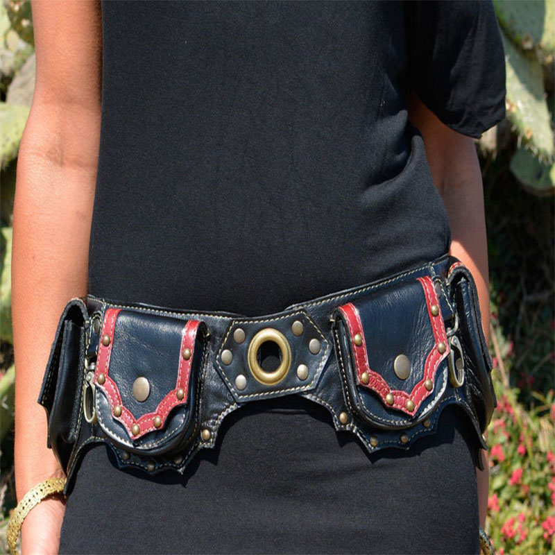 Steampunk Handmade Leather Uti - Travel Accessories Hip Belt 评论和价格
