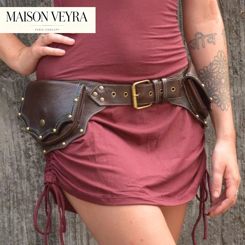 1pc Medieval Steampunk Leather - Travel Accessories Hip Belt 评论和价格