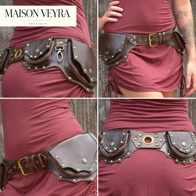 1pc Medieval Steampunk Leather - Travel Accessories Hip Belt 评论和价格