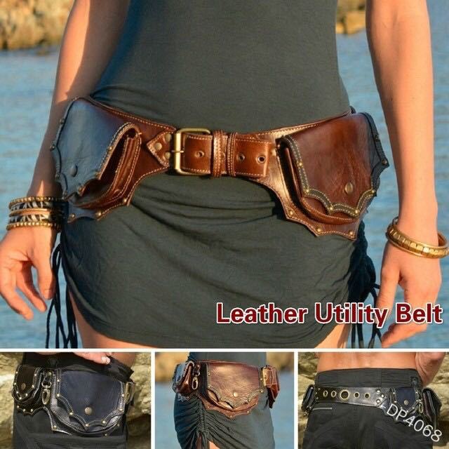 Medieval Steampunk Leather Uti - Travel Accessories Hip Belt 评论和价格