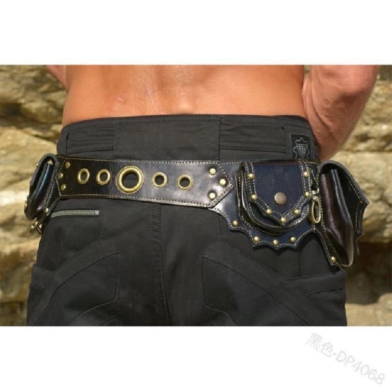 Medieval Steampunk Leather Uti - Travel Accessories Hip Belt 评论和价格