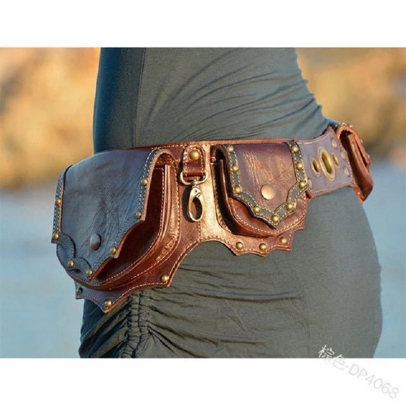 Medieval Steampunk Leather Uti - Travel Accessories Hip Belt 评论和价格