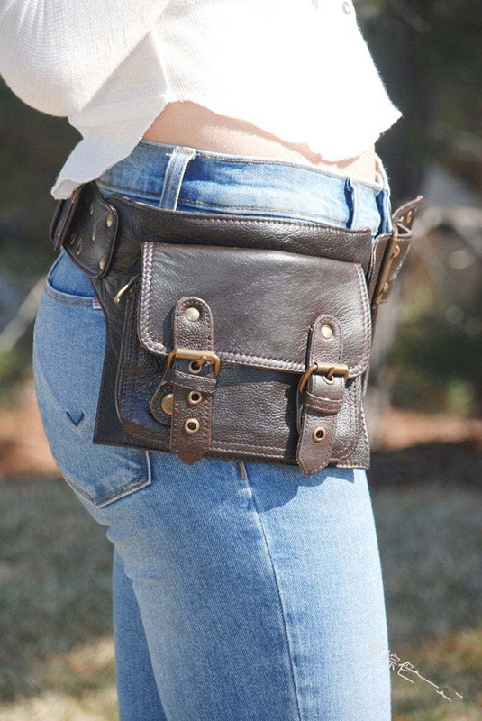 Medieval Steampunk Leather Uti - Travel Accessories Hip Belt 评论和价格